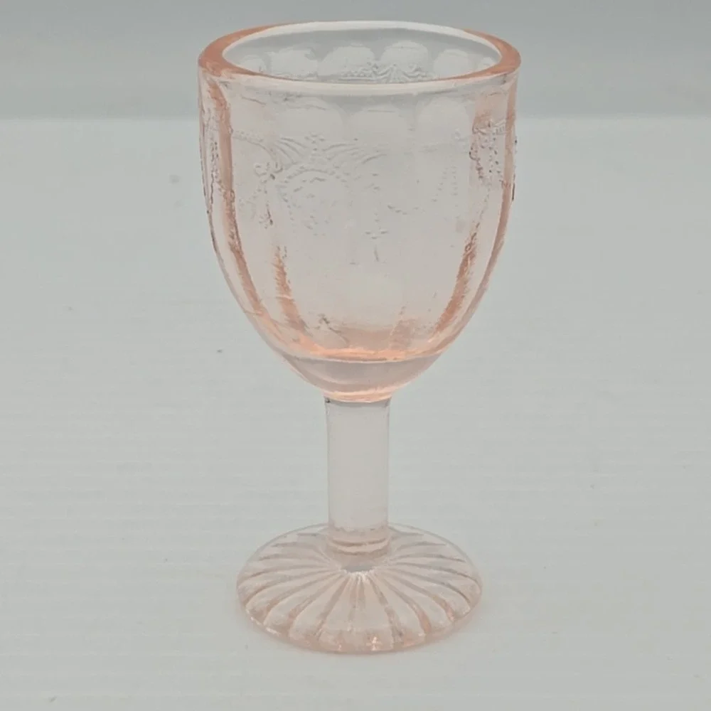 Mosser Pink Depression Glass Mini Wine Glass Goblet‎ Cameo Shot Glass